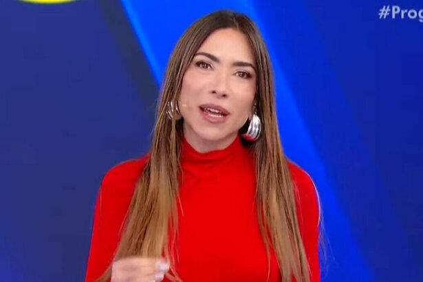 Patricia Abravanel, de roupa vermelha, em trecho do sorteio da Tele Sena São João