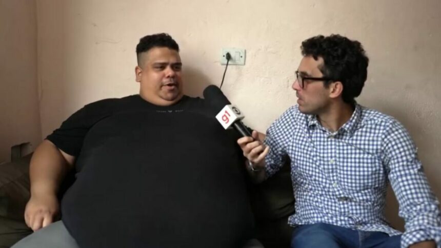 Entrevistado obeso em trecho de entrevista ao Profissão Repórter
