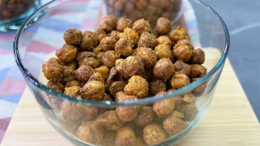 Salgadinho assado de grão-de-bico, foto da receita ensinada no Mais Você