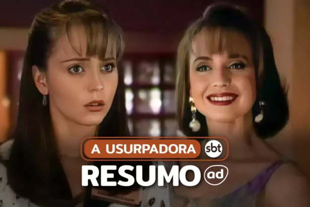 Paola e Paulina lado a lado na arte do resumo de A Usurpadora