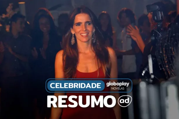 Maria Clara Diniz na arte do resumo da novela Celebridade no Globoplay Novelas