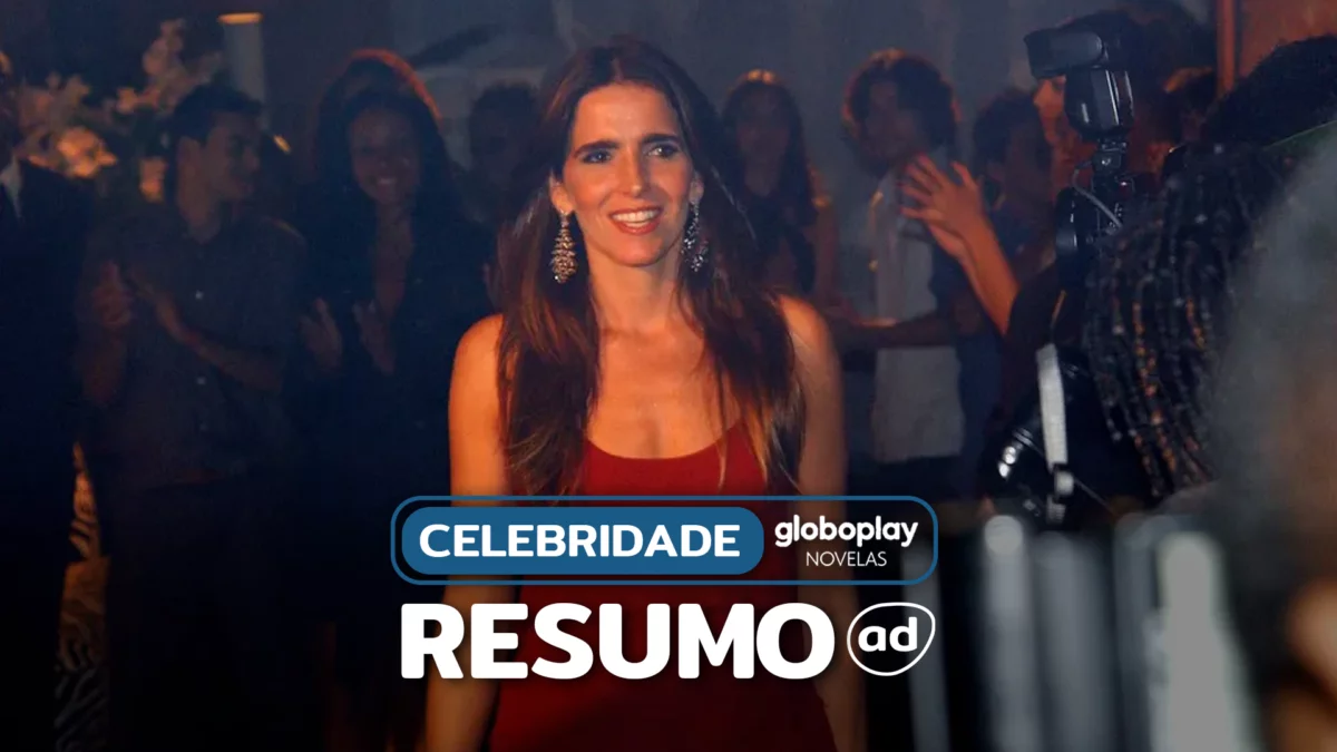 Maria Clara Diniz na arte do resumo da novela Celebridade no Globoplay Novelas