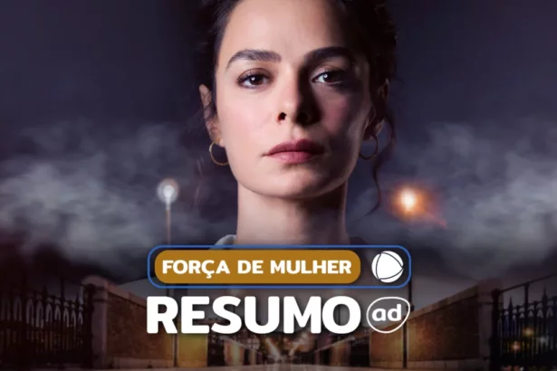 Montagem do resumo de Força de Mulher com o rosto da protagonista
