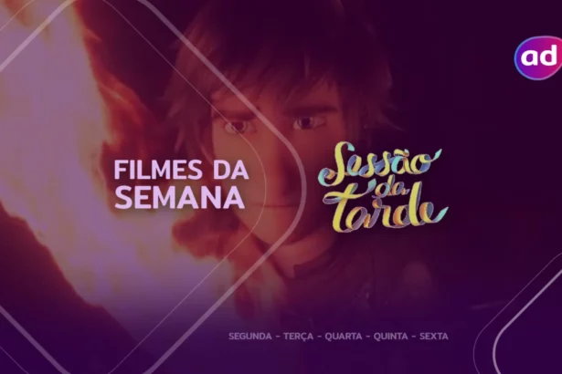 Homem com tocha de fogo na mão em cena do filme 'Como Treinar Seu Dragão 3' na arte da semana na Sessão da Tarde