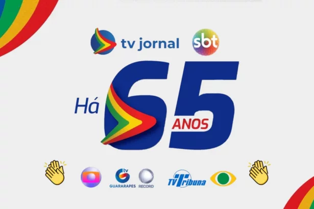 Logo dos 65 anos da TV Jornal SBT em Pernambuco com o logo abaixo da Globo, TV Guararapes/RECORD e TV Tribuna/Band batendo palmas para a Jornal