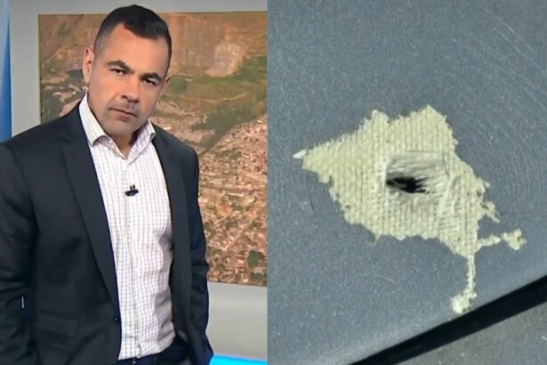 Tino Junior no Balanço Geral, em montagem com tiro no helicóptero da RECORD