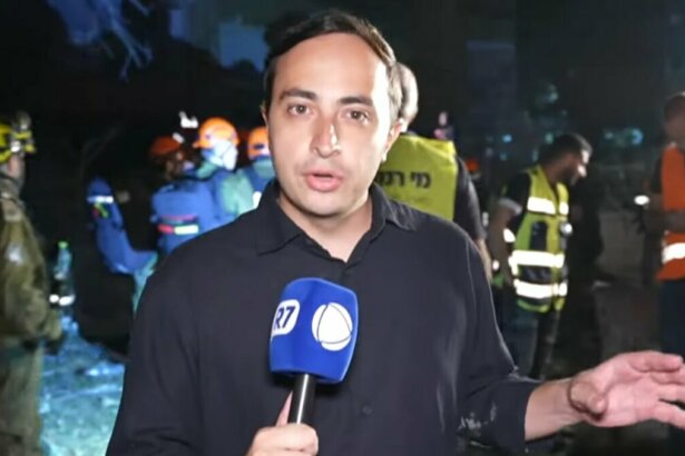 Victor La Regina, na cobertura da Guerra em Israel, em trecho de reportagem ao Jornal da Record