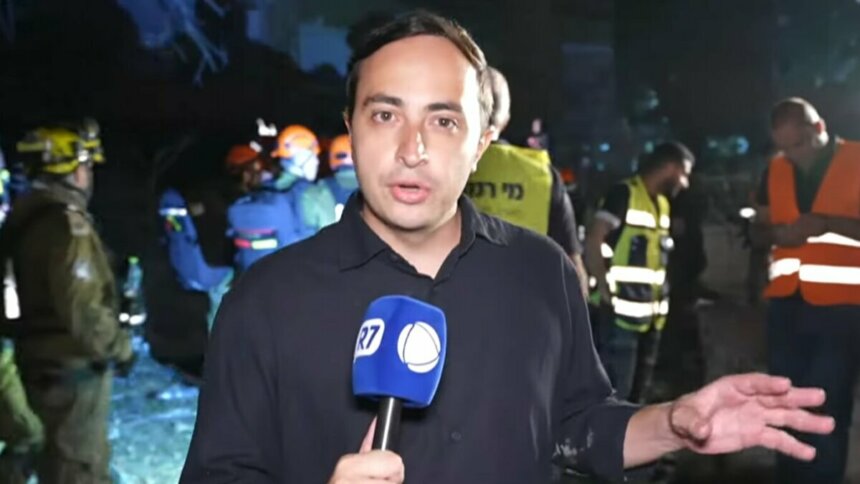 Victor La Regina, na cobertura da Guerra em Israel, em trecho de reportagem ao Jornal da Record