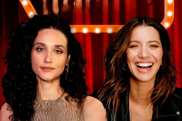Débora Nascimento x Nathalia Dill na arte em vermelho divulgando a Batalha do Lip Sync
