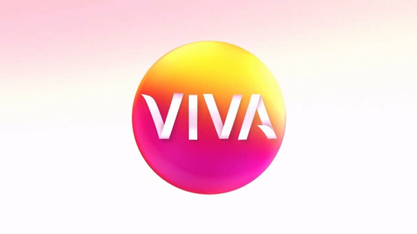 Logo antigo do Canal Viva em tons alaranjados e amarelo