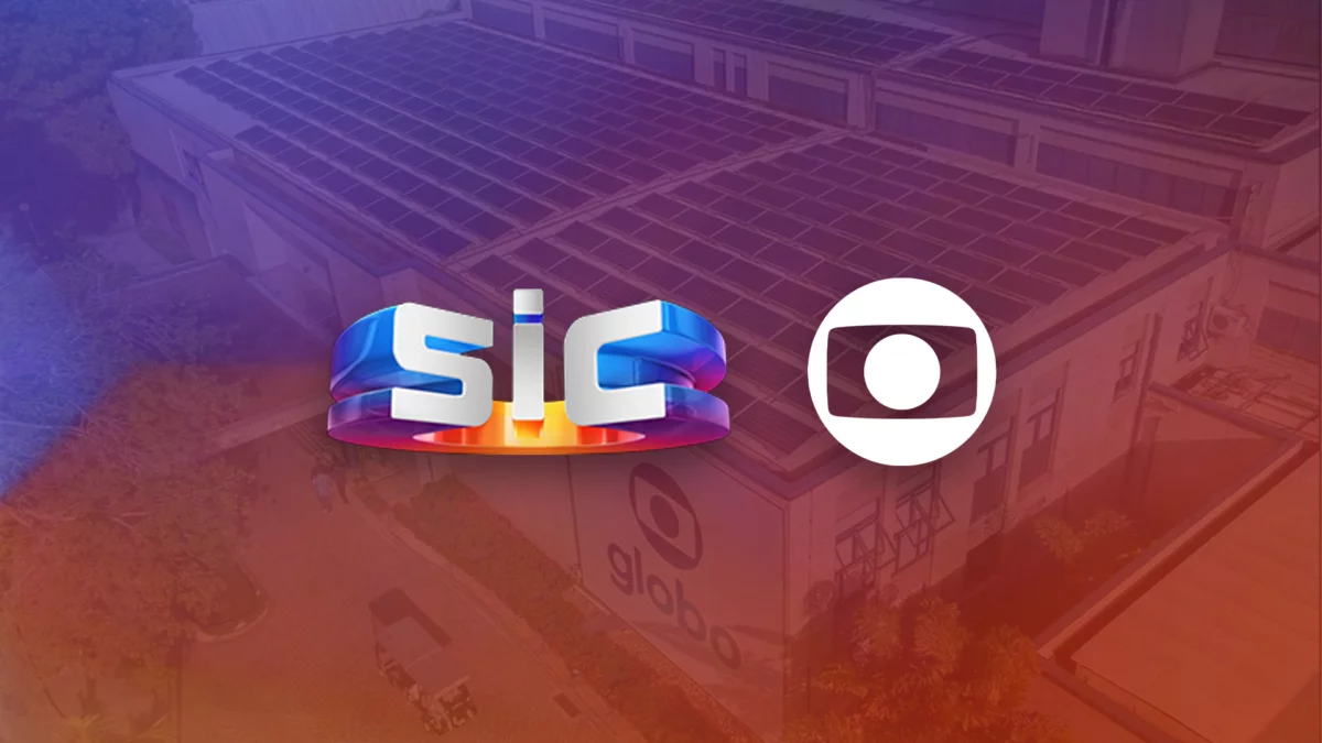 Logo da SIC e da Globo por cima da vista aérea dos Estúdios Globo