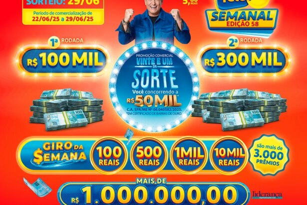 Bilhete da Tele Sena Semanal vermelho edição de número 58