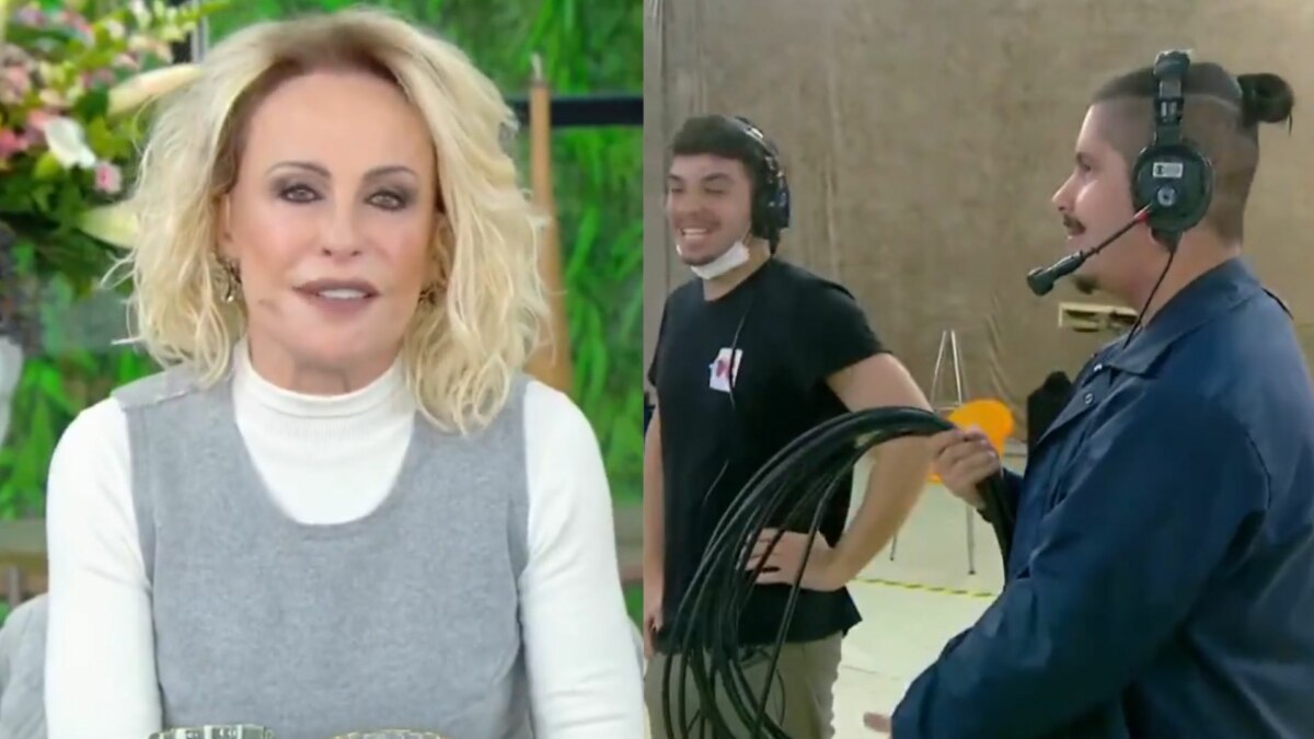 Ana Maria Braga dando bronca ao vivo em funcionários do Mais Você
