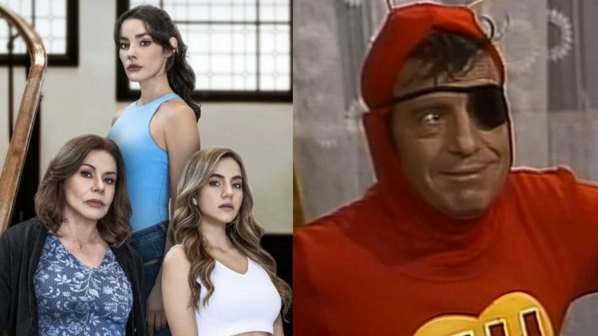 As Filhas da Senhora Garcia e Chapolin em uma montagem na divulgação do SBT