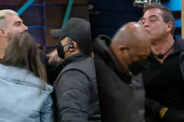 Dhomini e Radamés em trecho de no Quebra-Power, precisando ser separados pelos ninjas