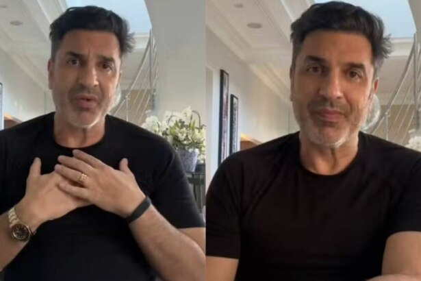 Edu Guedes, vestindo camiseta preta, em trecho do vídeo após receber alta do hospital, depois de cirurgia de câncer
