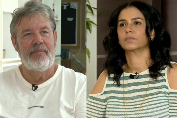 George Freitas e Euda, familiares das vítimas, em entrevista ao Domingo Espetacular contra a mãe de Marília Mendonça