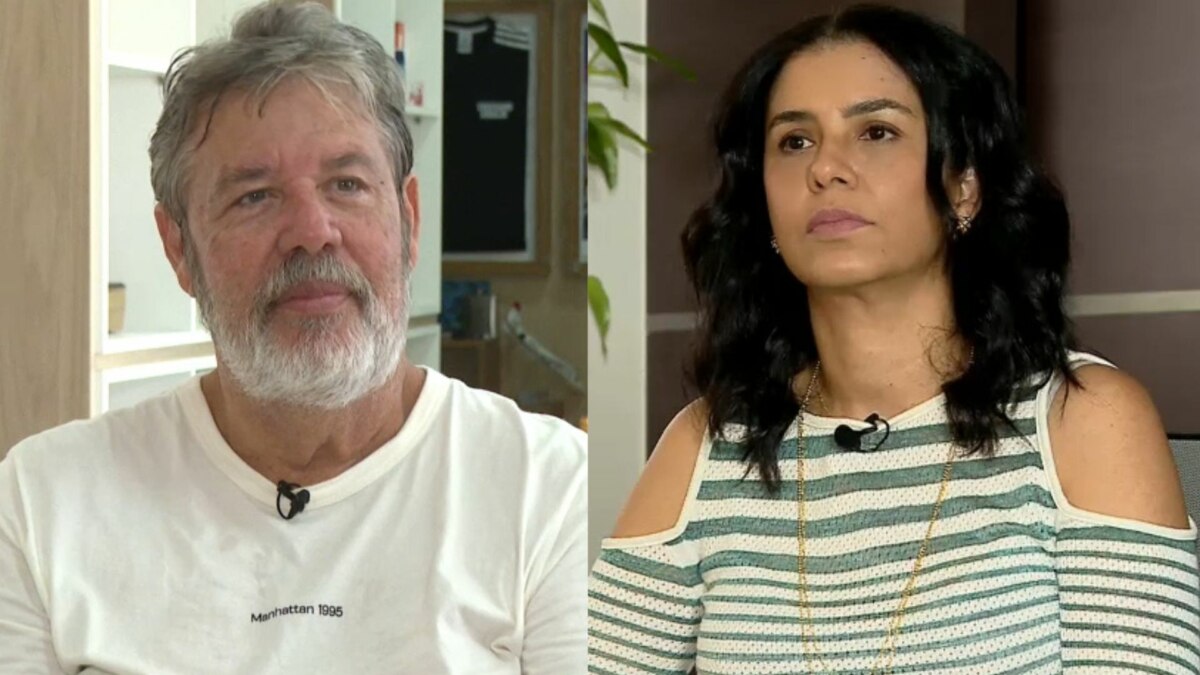 George Freitas e Euda, familiares das vítimas, em entrevista ao Domingo Espetacular contra a mãe de Marília Mendonça
