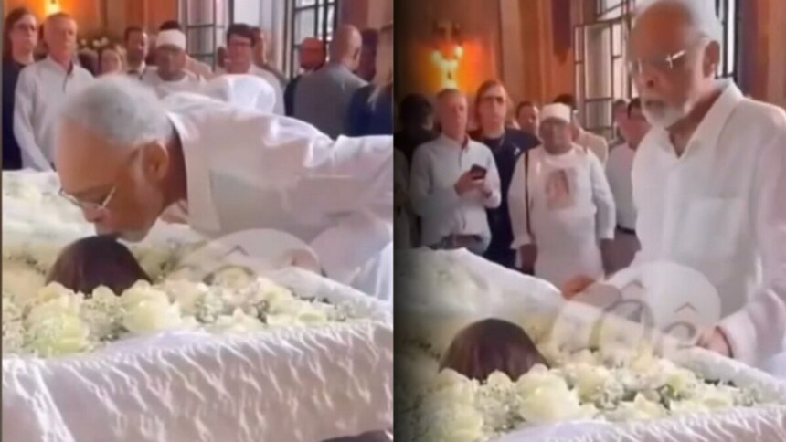 Gilberto Gil beija o rosto de Preta Gil no caixão