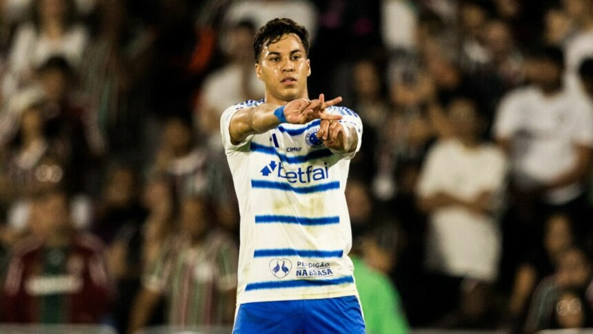 Kaio Jorge comemorando o gol no jogo Fluminense x Cruzeiro, que teve transmissão pela RECORD