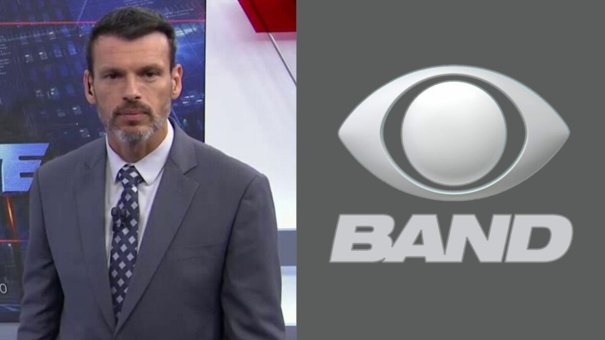 Lucas Martins, no Brasil Urgente, em uma montagem com o logo da Band