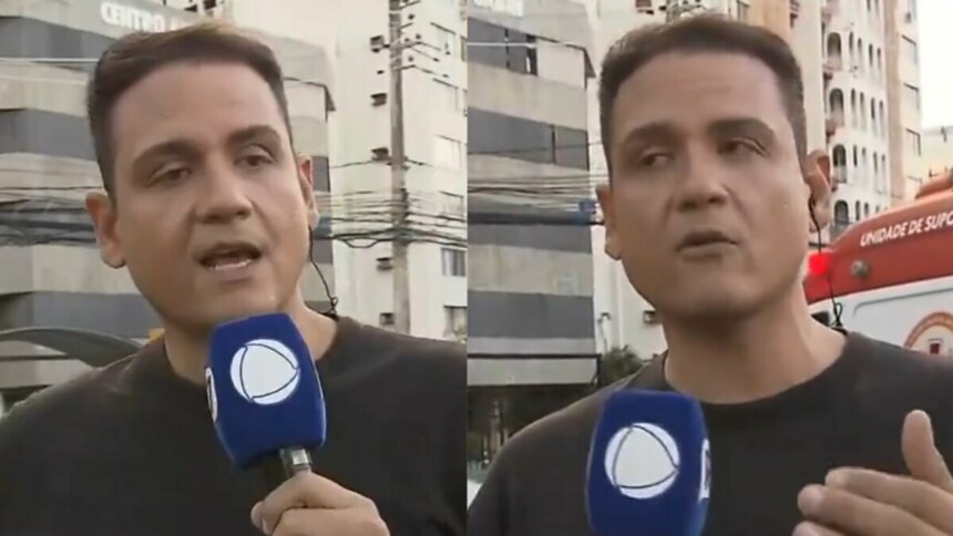 Mateus Borges, repórter da RECORD Bahia que foi agredido ao vivo em Salvador