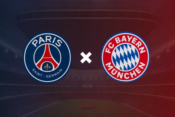 Logo do PSG x Bayern na arte de divulgação de onde assistir ao jogo do Mundial de Clubes