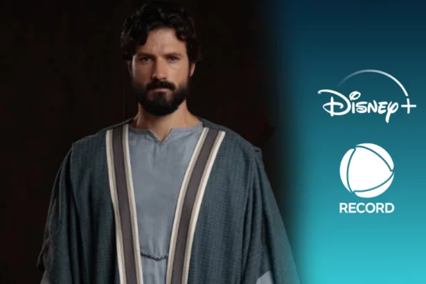 Paulo Apóstolo ao lado do logo da RECORD e do Disney +