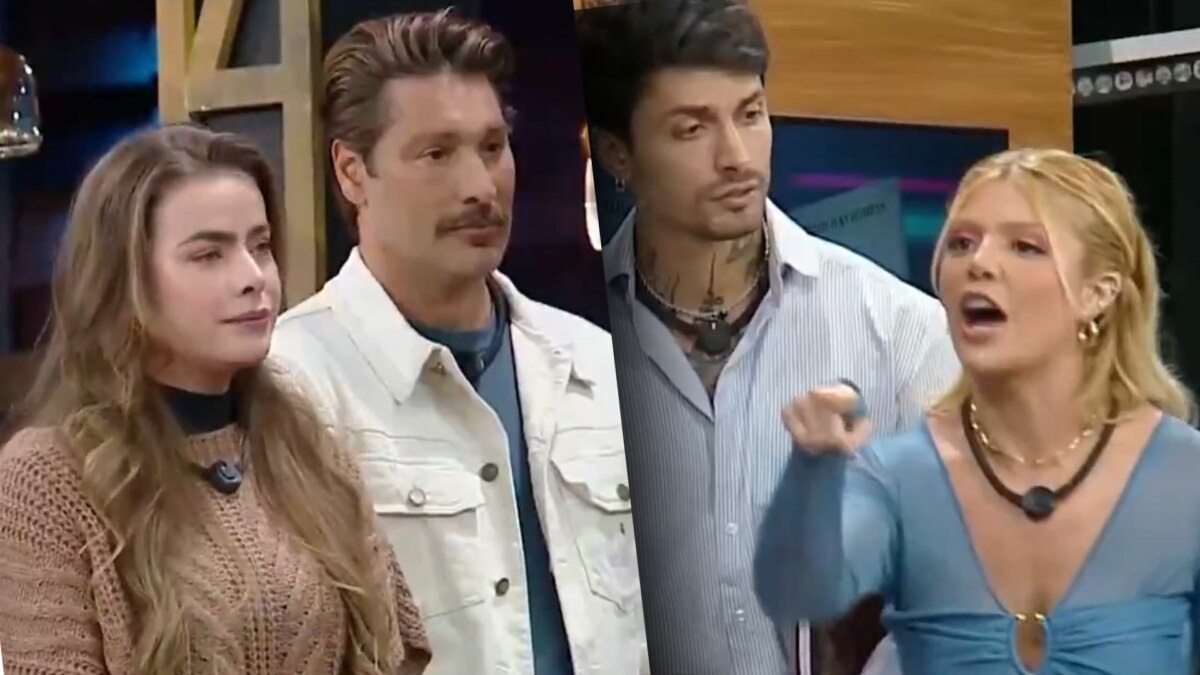 Rayanne e Victor e Diego e Giovanna em uma montagem no Quebra-Power