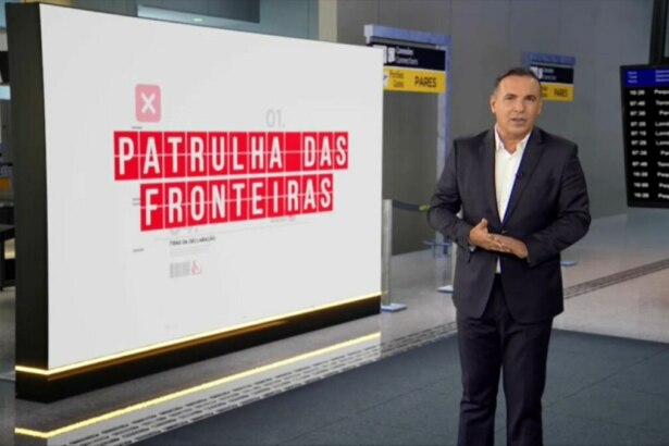 Reinaldo Gottino no cenário do Patrulha das Fronteiras