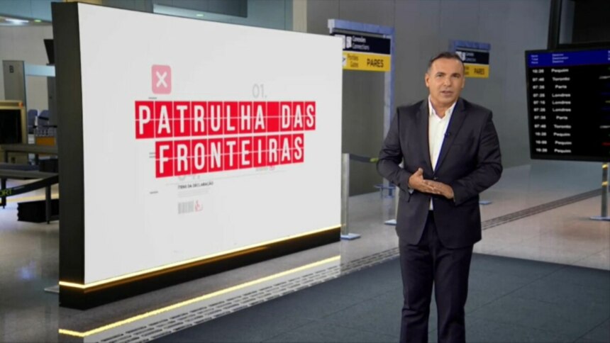 Reinaldo Gottino no cenário do Patrulha das Fronteiras