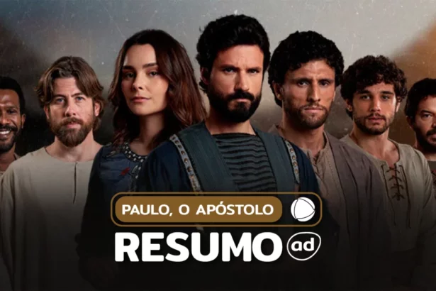 Protagonistas lado a lado na arte de divulgação do resumo de Paulo, O Apóstolo