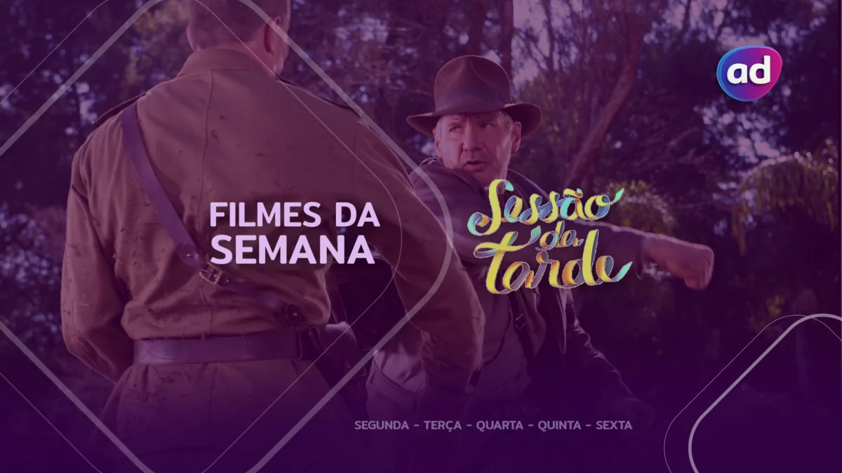 Protagonista do filme Indiana Jones dá um soco em um homem vestido de soldado na arte dos filmes da semana da Sessão da Tarde