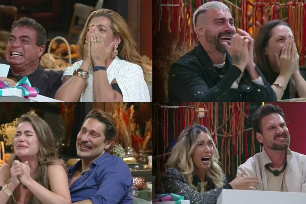 Adriana e Dhomini, Radamés e Carol, Rayanne e Victor, Tali e Pessina chorando muito na festa do Power Couple