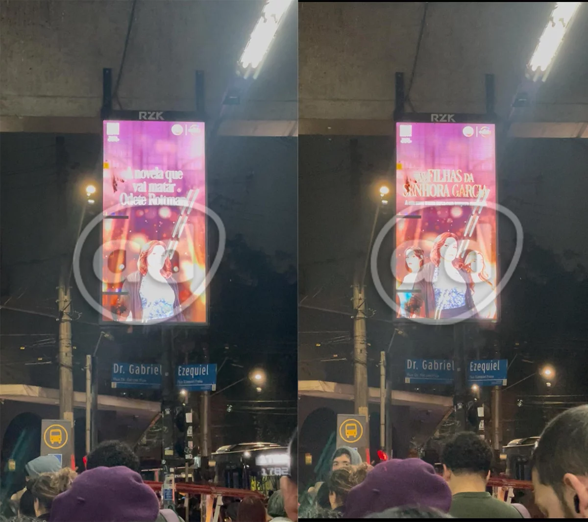 Propaganda da novela As Filhas da Senhora Garcia nas ruas de São Paulo