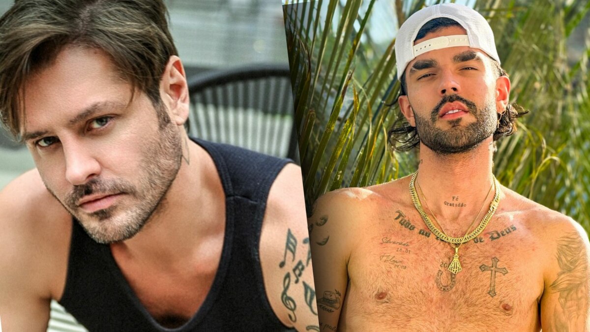 Montagem de foto com Dado Dolabella e Luan Pereira.
