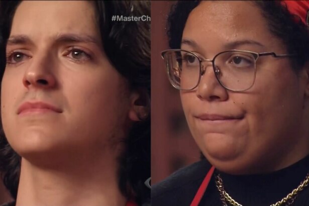 Guilherme e Leonela em uma montagem no MasterChef