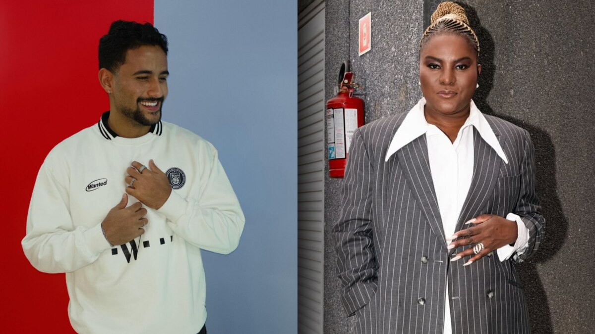 Lucas Pizane e Karin Hils em estilos opostos antes do duelo no Passa ou Repassa do Domingo Legal no SBT