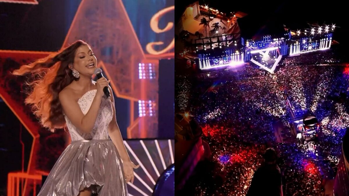 Priscila Senna canta no Marco Zero em show histórico com público de 30 mil pessoas e cenário iluminado.