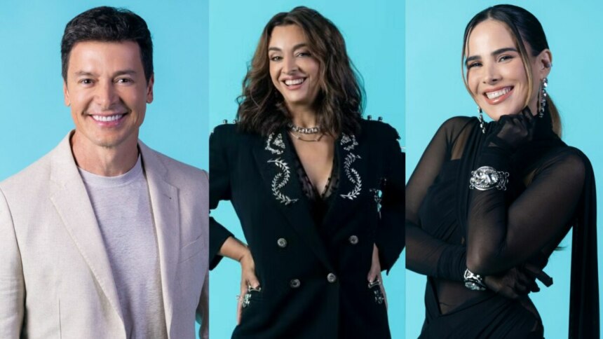 Rodrigo Faro, Cátia Fonseca e Wanessa Camargo em uma montagem, na arte com imagens de divulgação da Dança dos Famosos