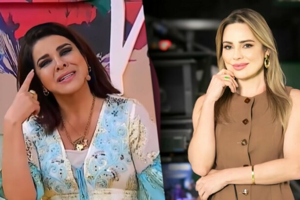 Montagem de Mara Maravilha e Rachel Sheherazade. Mara, à esquerda, toca a têmpora em estúdio, enquanto Rachel, à direita, posa sorrindo