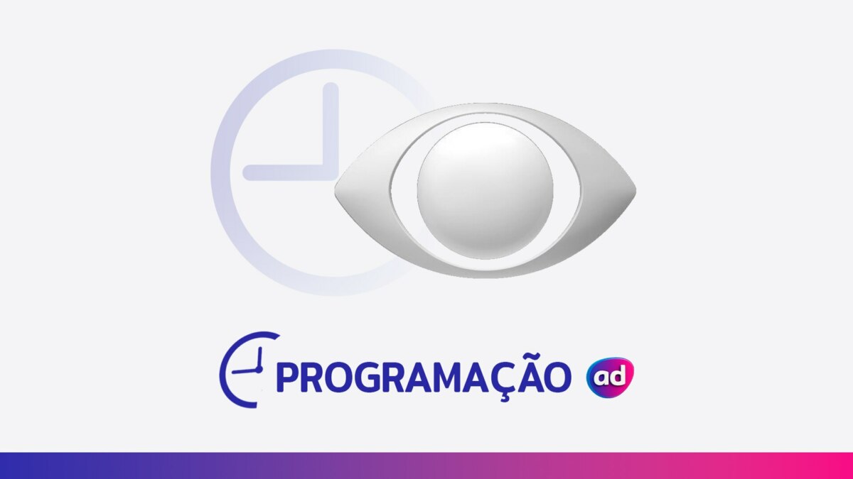 O logo da Band ao lado de um ícone de relógio, com o título "Programação" em cinza na parte inferior.