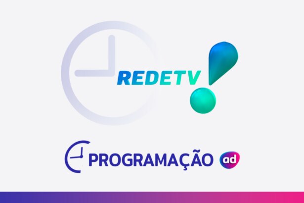 O logo da RedeTV! ao lado de um ícone de relógio, com o título "Programação" em cinza na parte inferior.