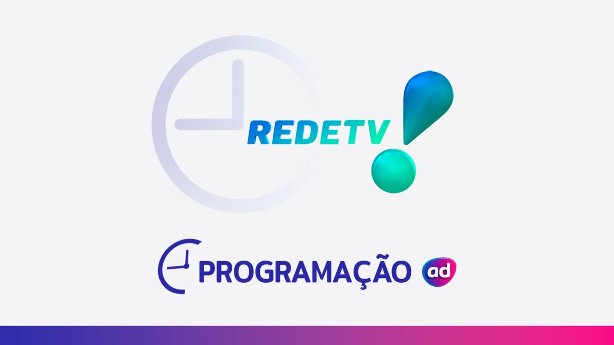 O logo da RedeTV! ao lado de um ícone de relógio, com o título "Programação" em cinza na parte inferior.