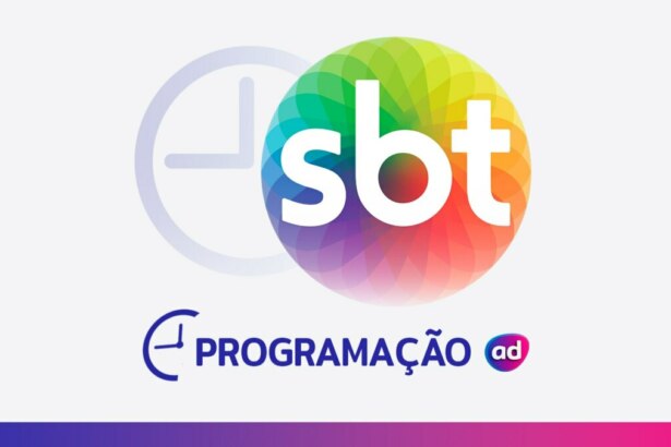 O logo do SBT ao lado de um ícone de relógio, com o título "Programação" em cinza na parte inferior.