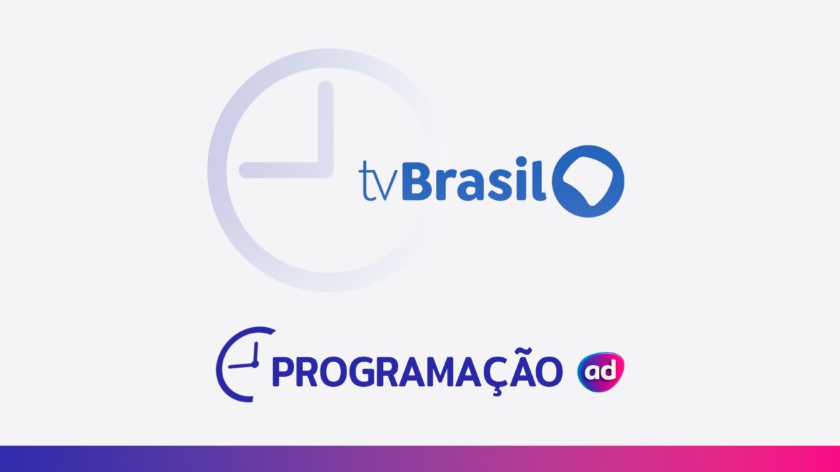 O logo da TV Brasil ao lado de um ícone de relógio, com o título "Programação" em cinza na parte inferior.