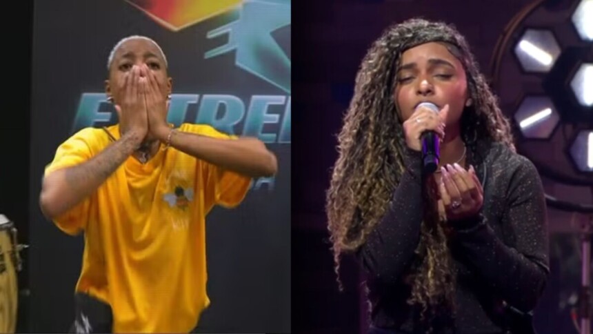 Bea e Camille Vitoria em uma montagem no reality Estrela da Casa