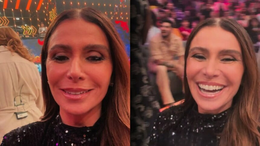 Giovanna Antonelli se diverte com a plateia do Domingão com Huck
