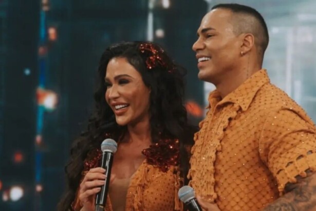 Gracyanne Barbosa e o parceiro Linekee Ayres na Dança dos Famosos
