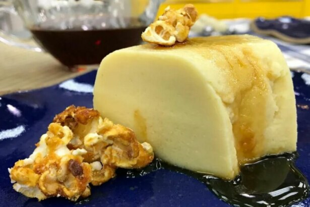 Pudim de pipoca doce em trecho de receita do Mais Você